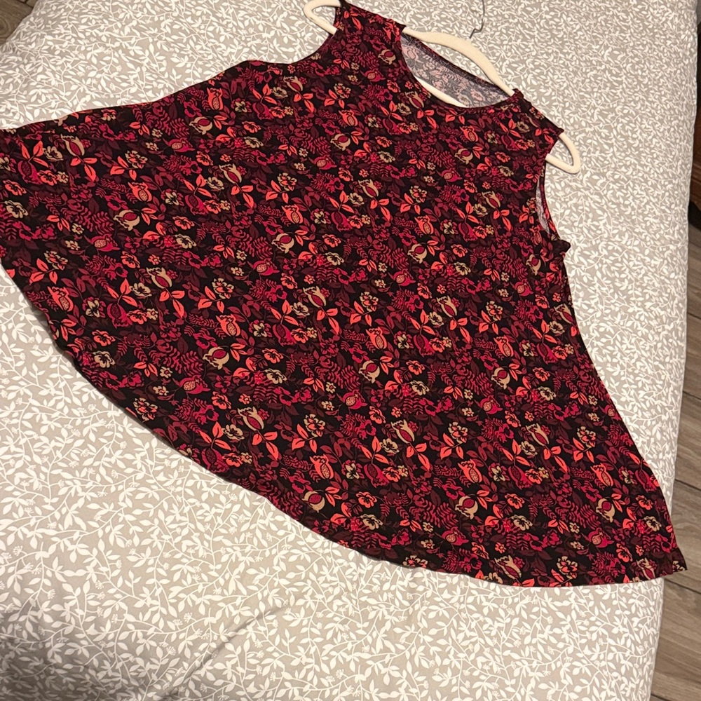 Lane Bryant Vibrant Red and Black Floral Tunic